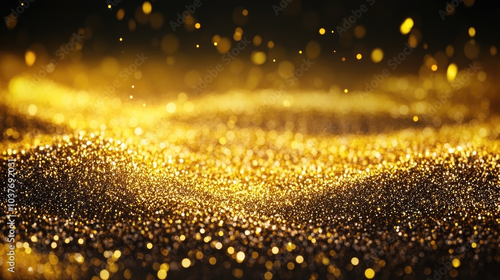 Poster abstract bokeh background golden yellow glow particle ,generative ai