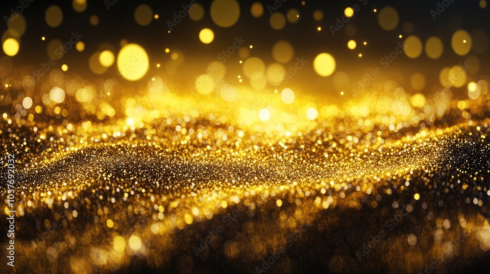 Poster abstract bokeh background golden yellow glow particle,generative ai
