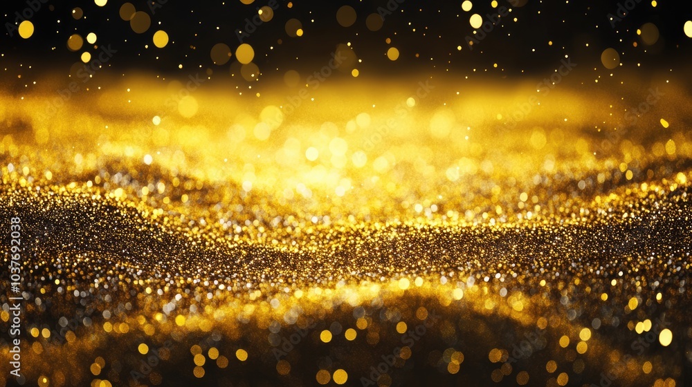 Poster abstract bokeh background golden yellow glow particle,generative ai