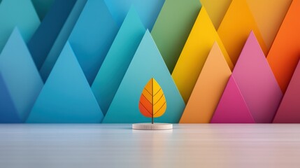 Vibrant Geometric Mountains With Flame Overlay