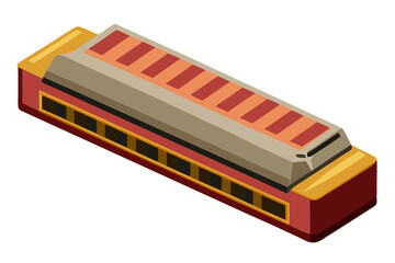  accordion 3d render of harmonica flut isolated vector art illustration