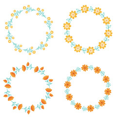 Set of sunflower wreath frame illustration