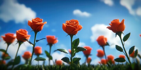 Obraz premium Vibrant Orange Roses, Vivid Orange Roses