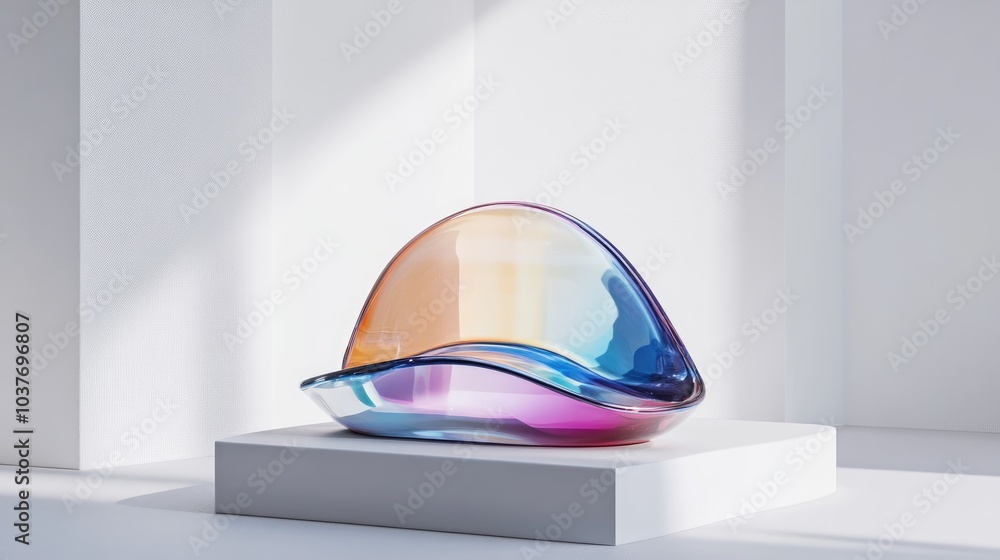 Poster 3d product podium mockup featuring an abstract design against a white backdrop rendered for visual a