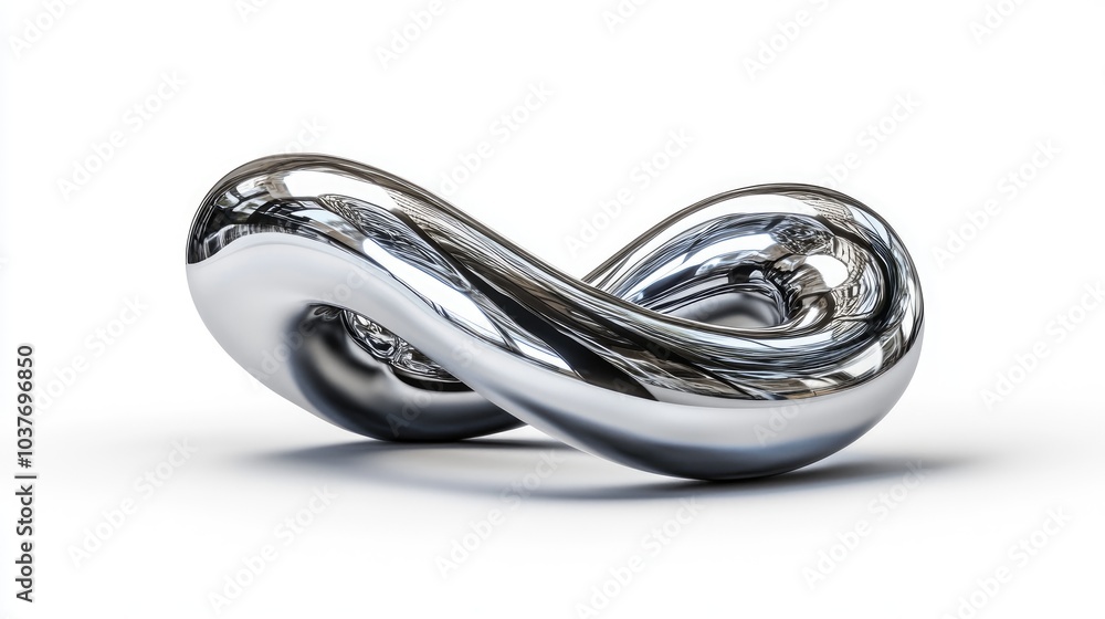 Poster isolated metallic tangled line shape futuristic design element featuring a curved chrome pipe and a 