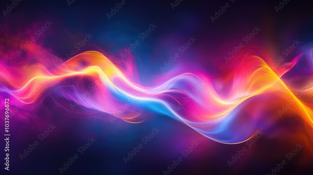 Poster abstract textured background featuring a neon glowing wave line creating an energetic light motion e