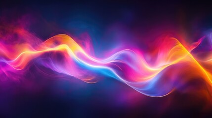 Obraz premium Abstract textured background featuring a neon glowing wave line creating an energetic light motion effect suitable for wallpaper or design purposes