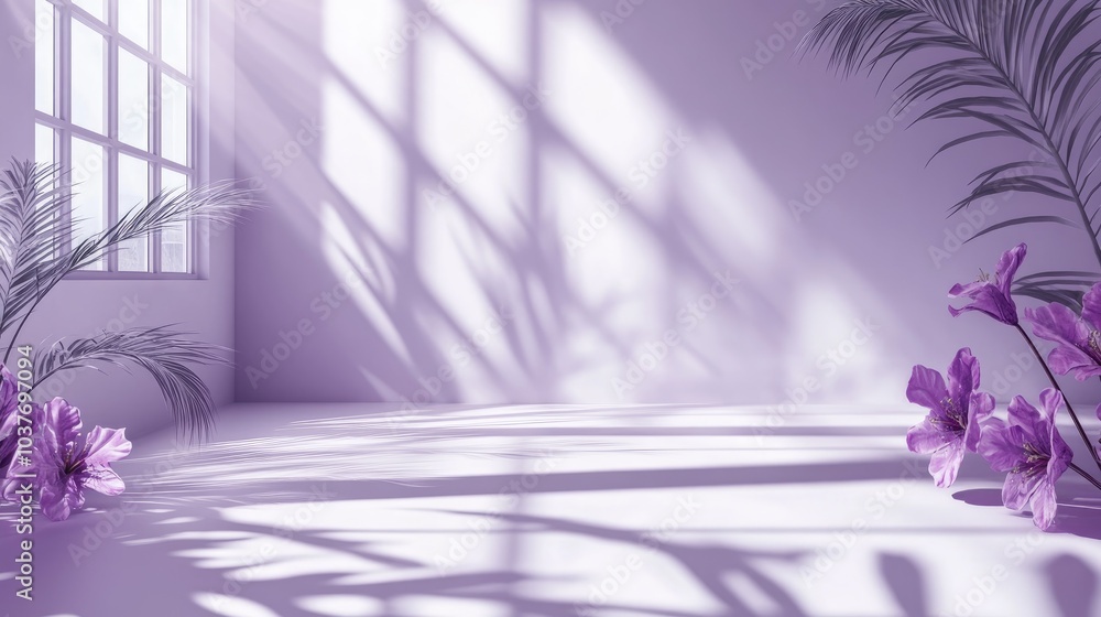 Poster abstract purple studio background for product presentation featuring a 3d rendering of an empty room