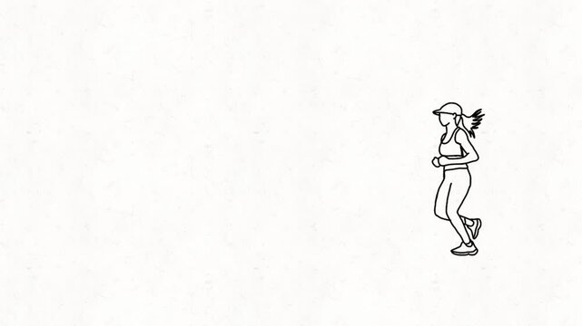 Woman run line art