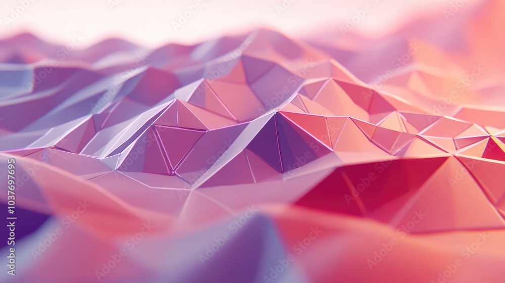 Poster low poly abstract geometric background featuring a modern gradient color scheme in a fantasy 3d rend