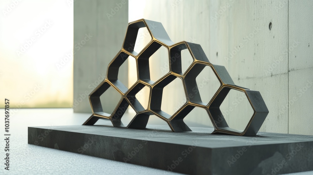 Poster 3d rendering of a geometric display stand
