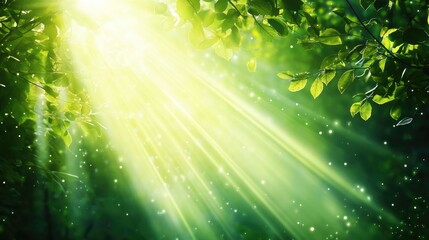 Vibrant Burst of Green Energy Illuminated by Radiant Light Rays