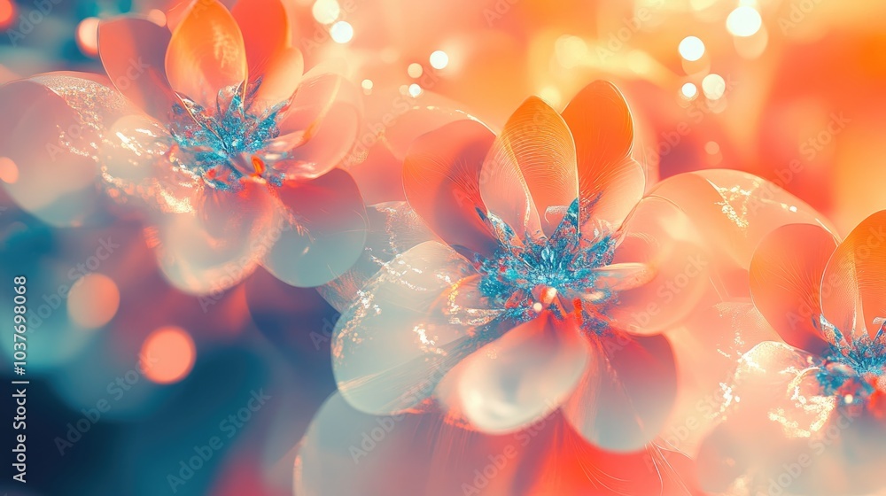 Poster beautiful abstract background featuring a colorful floral fractal design presented in a 3d cartoon r