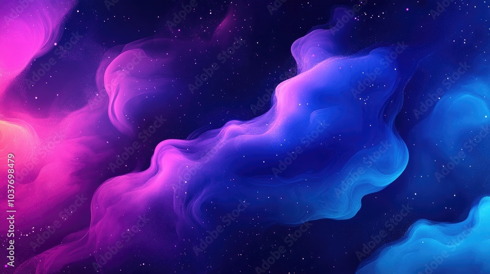 Poster neon blue and purple multicolored smoke cloud design elements featuring a vibrant abstract backgroun
