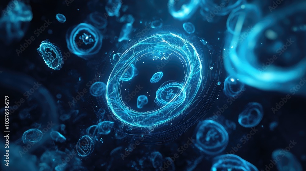 Poster abstract ring background with luminous swirling backdrop featuring a glowing spiral and energy flow 
