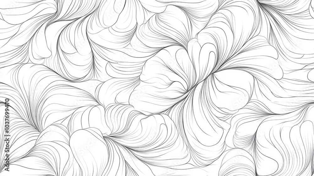 Poster abstract seamless monochrome pattern on a white background for coloring repeating design suitable fo