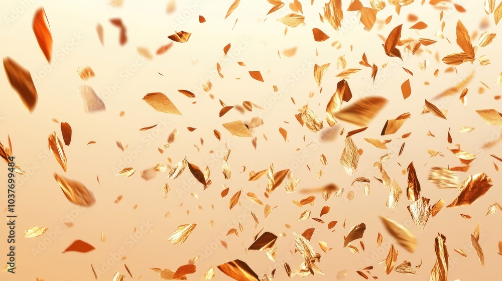 Aufkleber confetti burst on clear background shiny gold paper fragments soaring and dispersing in a dynamic mi