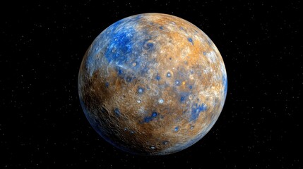 High resolution 3D cartoon rendering of the planet Mercury showcasing the best quality depiction of a solar system planet
