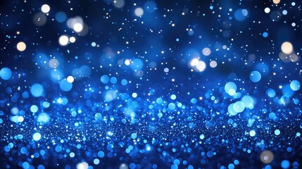 Blue Glitter Particle Background for Royal Awards Elegant Bokeh Shine Template for Grand Luxury Corporate Design Premium Abstract Banner for Celebrations and Certificates