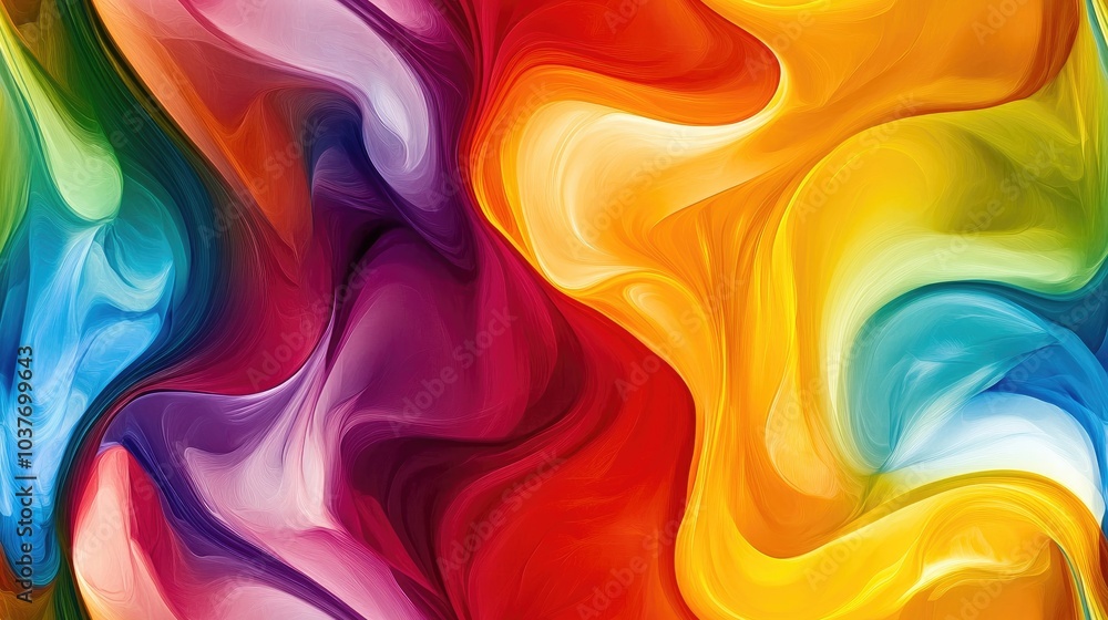 Poster Abstract background featuring colorful blots transitions and curves