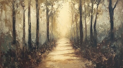 Fototapeta premium A sunlit path through an autumn forest.