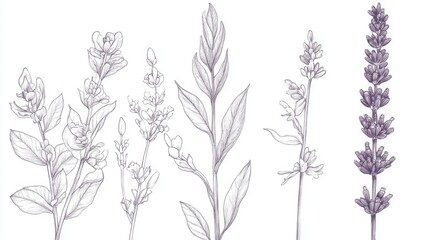 Lavender Line Art Monochrome Floral Bouquets Flower Coloring Page Botanical Line Drawing Hand Illustrated Floral Designs Elegant Lavender Illustrations Fine Line Botanical Art