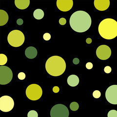 Green circles on a black background. Vector illustration. Eps 10