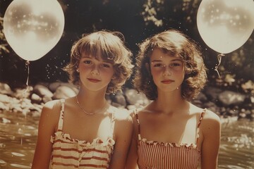 Faded snapshot: glimpse into childhood memories captured through old photographs, nostalgia and passage of time, worn edges and soft hues reflect moments of joy, innocence, cherished connections.