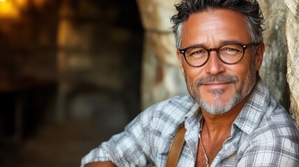 Obraz premium Portrait of a mature man with glasses smiling