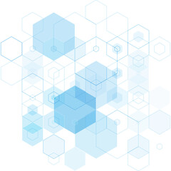 Blue hexagon background in polygonal style. Vector background. Eps 10