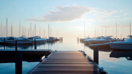 Fototapeta premium Empty Marina with Docks and Boats