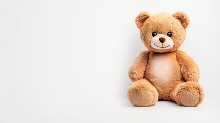 Obraz premium Haunted teddy bear, childlike smile, ghostly aura, watercolor style