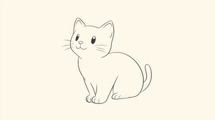 Fototapeta premium Charming Cat Outline Illustration Cute Kitten Drawing Line Art of Playful Feline Simple Cat Sketch for Coloring and Creative Projects Minimalist Cat Line Art for All Ages