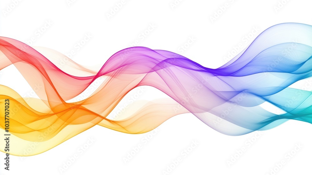Poster line art illustration featuring an abstract background with multicolored wavy shapes presented as a 
