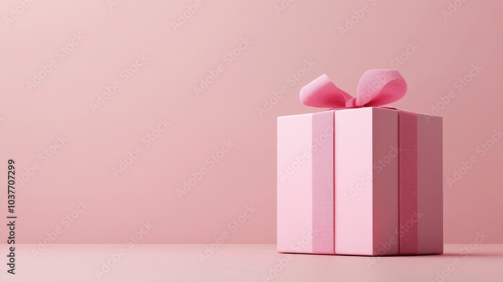 Poster minimalist abstract scene featuring a pink gift box design for product display in 3d rendering