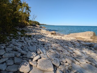 beach and rocks in summer