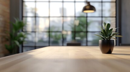 3D Rendering of a Modern Office Interior with Blurred Background