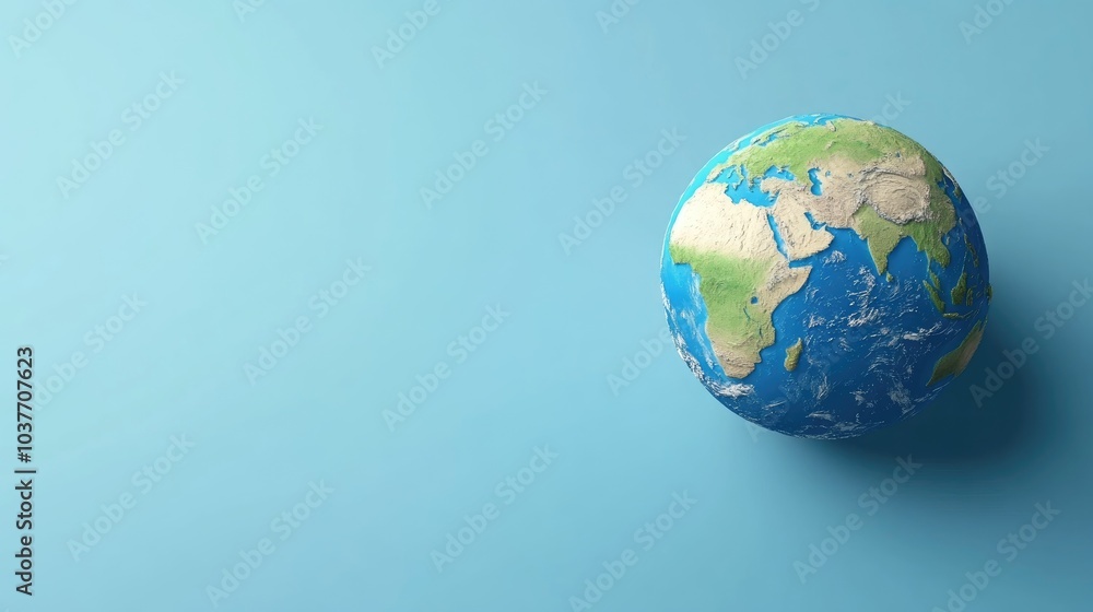 Poster panoramic view of planet earth with copy space in 3d cartoon rendering