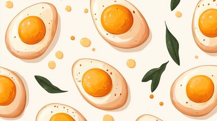 Seamless 2d pattern featuring scrambled egg designs