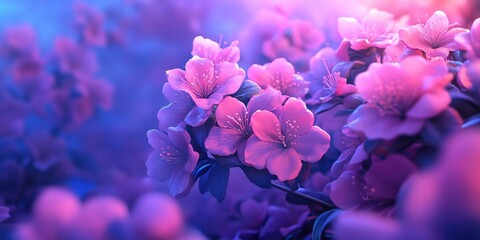 Fototapeta premium Pink-flowering shrubs in bloom, Flowering pink shrubs in bloom