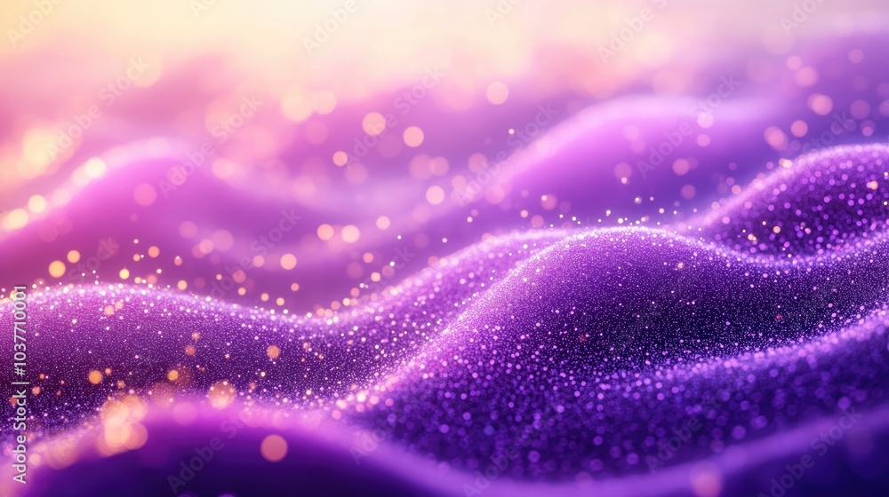 Aufkleber abstract digital wave of purple particles with bokeh and a light background