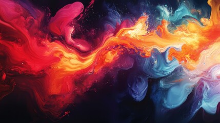 Abstract colorful swirl design, dark background