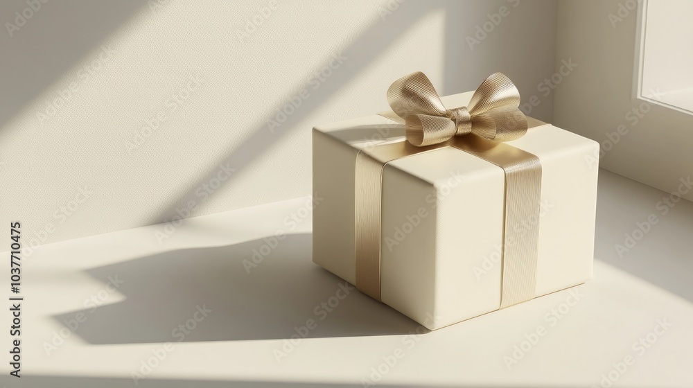 Poster empty gift box mock up isolated on a white background with shadow featuring 3d rendering
