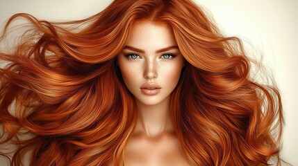 Fototapeta premium beautiful, shiny, and healthy red orange hair