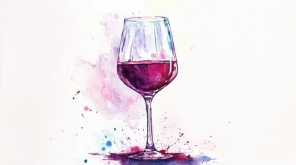 Cool watercolor illustration of a wine glass