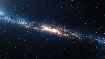 Abstract night sky background featuring a 3D cartoon rendering of a panoramic view of the Milky Way galaxy and stars in space