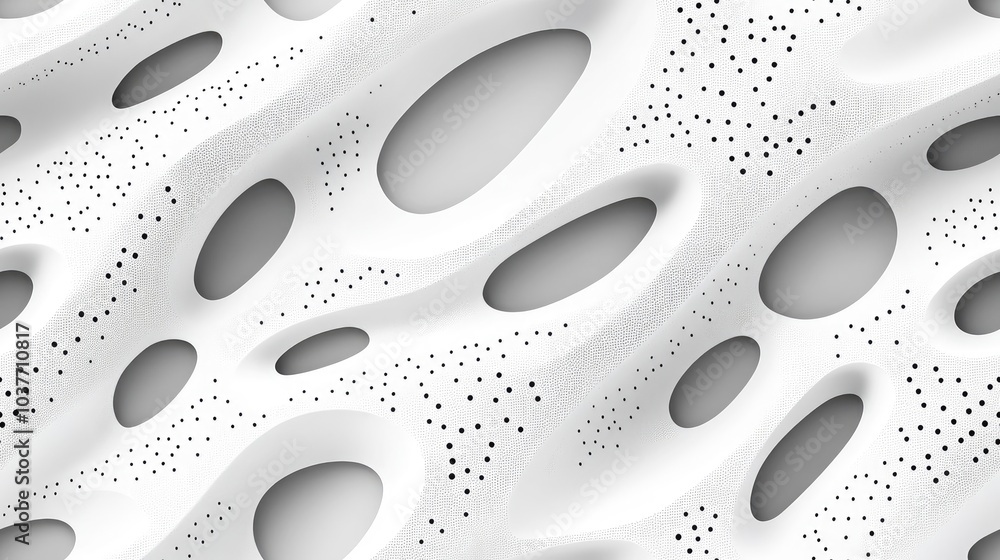 Poster seamless 3d texture featuring a contemporary pattern of perforated elongated rounded shapes adorned 