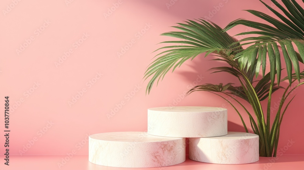 Poster Display podium on a pink background in 3D rendering