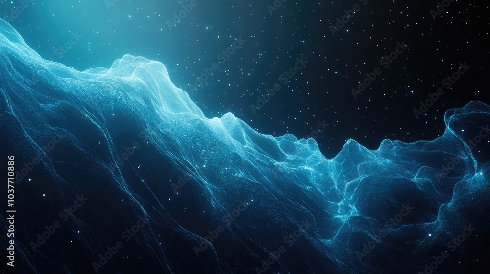 Poster abstraction space background with mystical light in 3d cartoon rendering for design