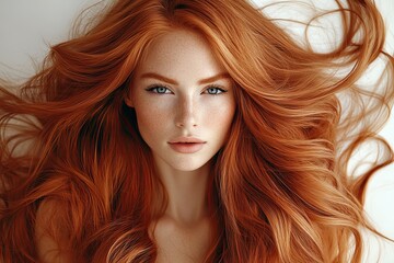 Naklejka premium beautiful, shiny, and healthy red orange hair